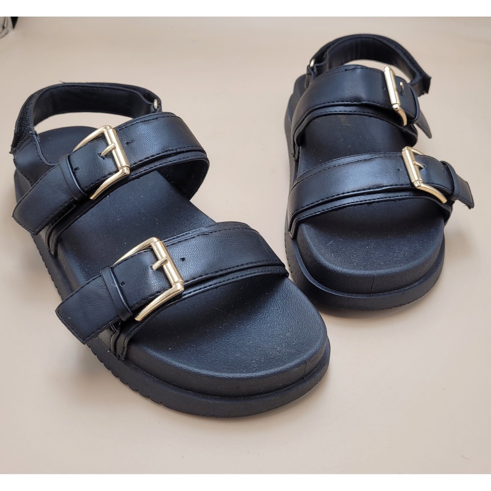 Madden Girl Sprittz Black Double Strap Buckle Platform Sandals 7.5 SPRI03J1